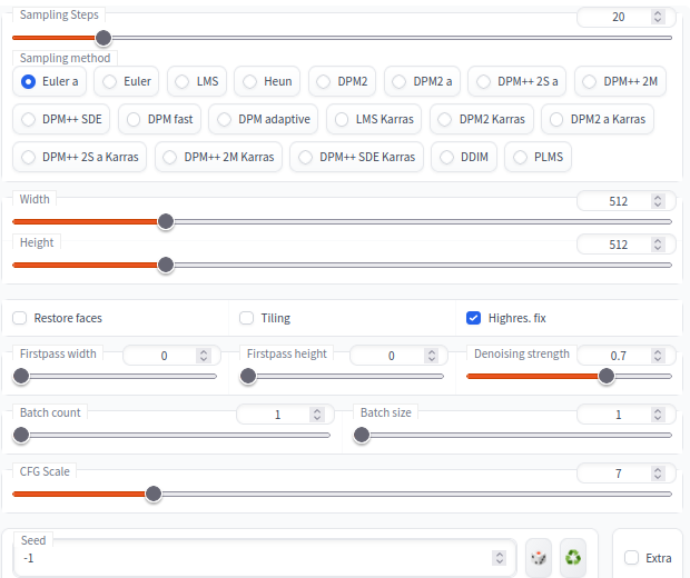 many sliders and knobs in stable-diffusion-webui web interface